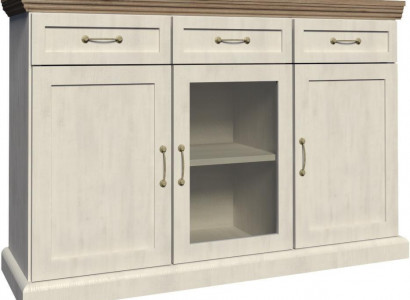 Kommode mit Schubladen Flügeltüren Kommodem Sideboard Glas Schrank Metallgriffe